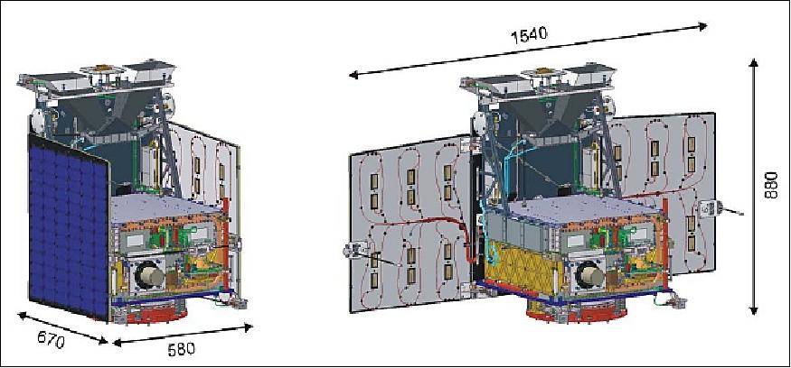 Figure 2: The envelope of the generic TET spacecraft bus with the empty payload segment on top (image credit: AstroFein)