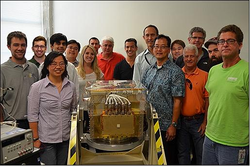 Figure 6: Photo of the GEMSat/ELaNa-2 secondary payload along with all team members (image credit: GEMSat Team)
