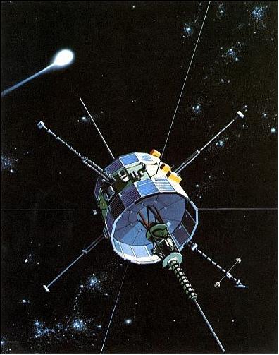 Figure 1: Artist's view of the ISEE-3 spacecraft in orbit (image credit: NASA)