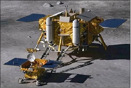 Figure 5: Artists concept of the Chinese Chang'e 3 lander and rover on the lunar surface (image credit: Beijing Institute of Spacecraft System Engineering)