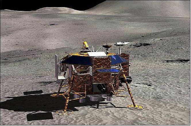 Figure 1: Artist's rendition of the Chang'e-3 spacecraft on the moon (image credit: CNSA/CLEP)