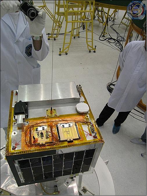 Figure 5: Photo of the EduSat nanosatellite in the Yasny cleanroom (image credit: GAUSS) 7)