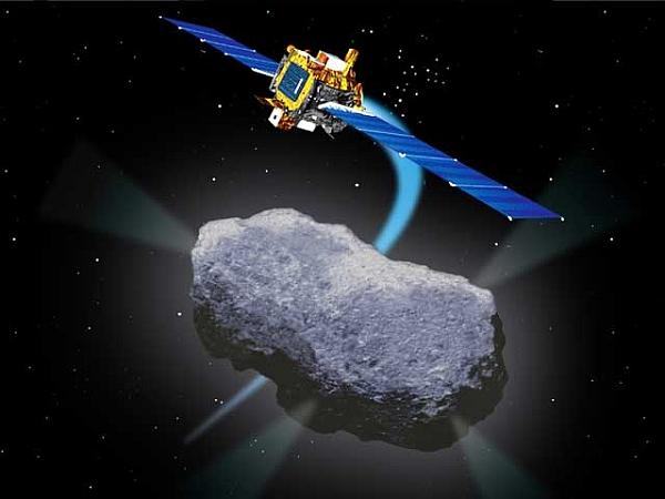 Figure 23: Artist's view of the DS1 encounter with comet Borrelly (image credit: NASA/JPL)