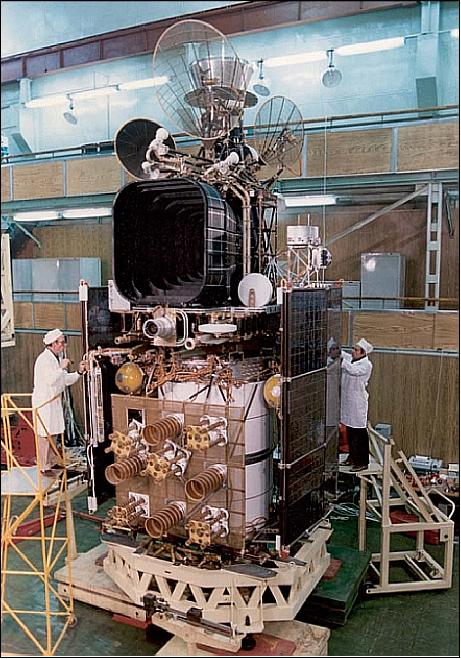 Figure 1: Photo of the Electro-1 / GOMS-1 spacecraft during test and integration (image credit: Roskosmos) 8)