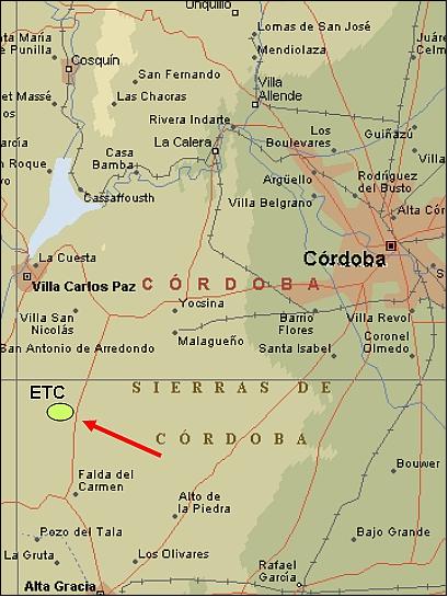 Figure 37: Location of the ETC in the Province of Córdoba (image credit: CONAE)