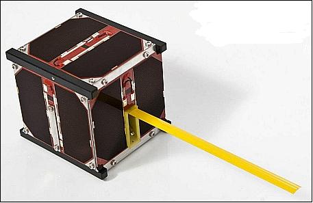 Figure 1: Photo of the MaSat-1 flight model with deployed antenna (image credit: BME)