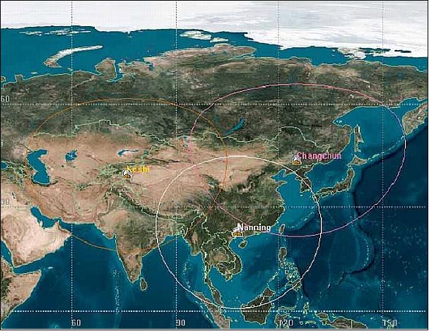 Figure 11: Illustration of CBERS ground station locations in China (image credit: CRESDA)