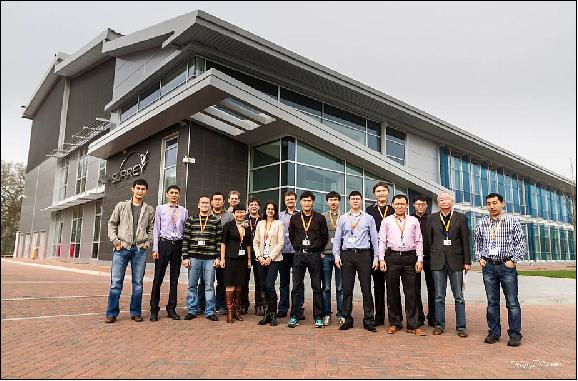 Figure 1: Photo of the first trainees arriving at SSTL in Surrey, UK (image credit: Ghalam, KGS)