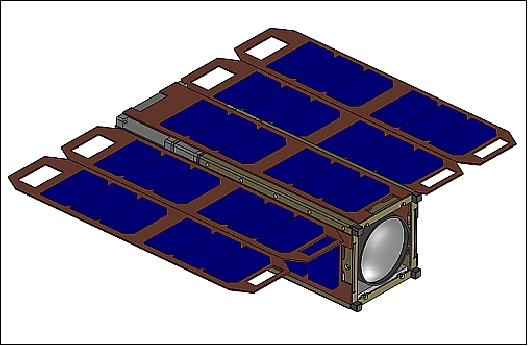 Figure 2: Illustration of a 3U CubeSat with deployable solar arrays in table configuration (image credit: MIT)