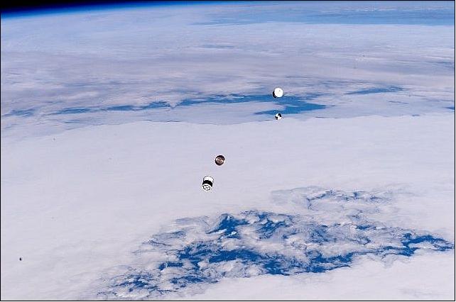 Figure 3: ANDE, and RAFT payload elements after deployment from CAPE as seen from Discovery (image credit: NASA)
