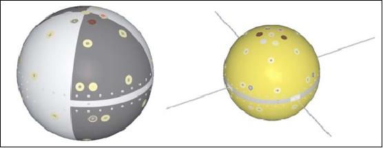 Figure 1: View of the ANDERR-MAA (left) and -FCal spacecraft (not to scale), image credit: NRL