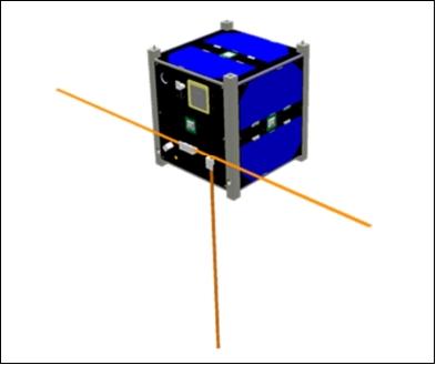 Figure 5: The COMPASS-1 spacecraft with monopole antenna (image credit: FH Aachen)