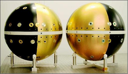 Figure 1: ANDE-2 spheres Castor (left) and Pollux (right), image credit: NRL