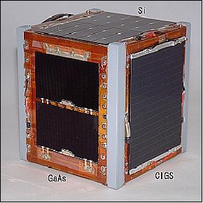 Figure 9: Various types of solar cells mounted on the XI-V CubeSat (image credit: ISSL)