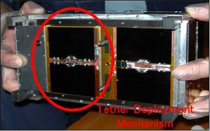Figure 11: The tether separation plate as seen from the the bottom of the spacecraft (image credit: TITech)