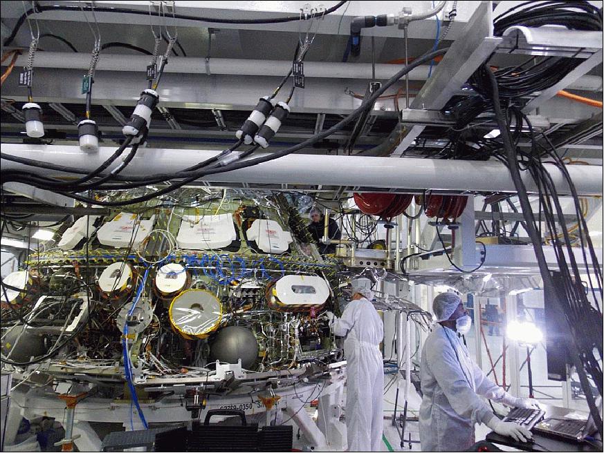 Figure 7: Engineers in the Operations and Checkout Building at NASA's Kennedy Space Center in Florida, perform avionics testing on the Orion spacecraft (image credit: NASA)