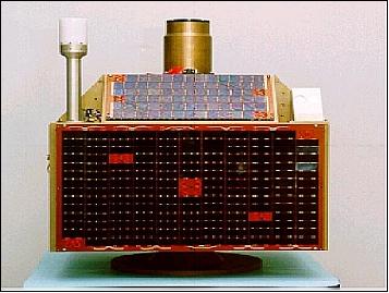 Figure 3: Photo of the Badr-B satellite with the undeployed boom on top (image credit: SUPARCO)