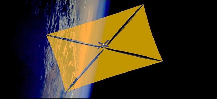 Figure 1: Artist's rendition of the Deorbitsail with deployed drag sail (image credit: SSC)