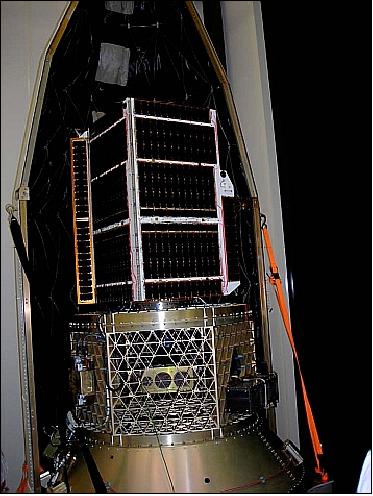 Figure 4: Photo of the integrated payload stack with SPASS and one P-POD externally attached (bottom) and Trailblazer (top), image credit: NASA 8)