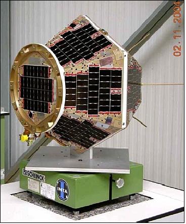 Figure 4: Photo of the NanoSat-01 spacecraft during integration tests (image credit; INTA)