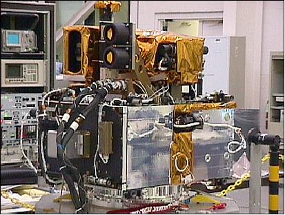 Figure 10: View of the FTHSI instrument on top of the MightySat II.1 spacecraft during integration (image credit: Kestrel Corp.)