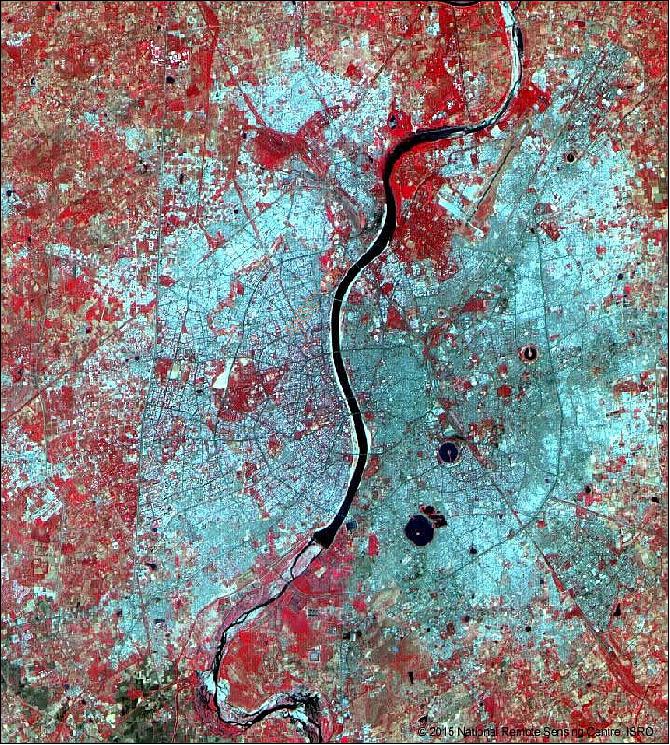 Figure 3: LISS-3 image of Ahmedabad, acquired with LISS-3 on Nov. 10, 2011 (image credit: ISRO)