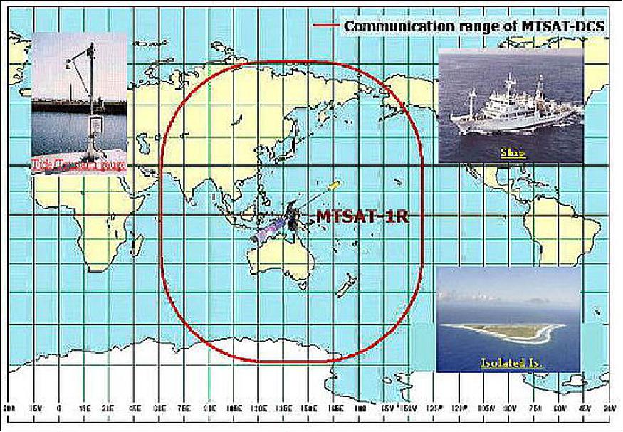 Figure 20: Communication range of MTSAT-DCS (image credit: JMA)