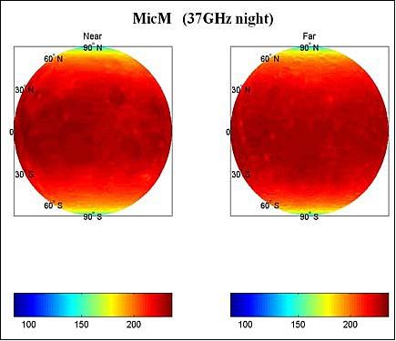 Figure 15: Near and far side TBL map in ortho-projected configuration for 37 GHz night (image credit: NMRS)