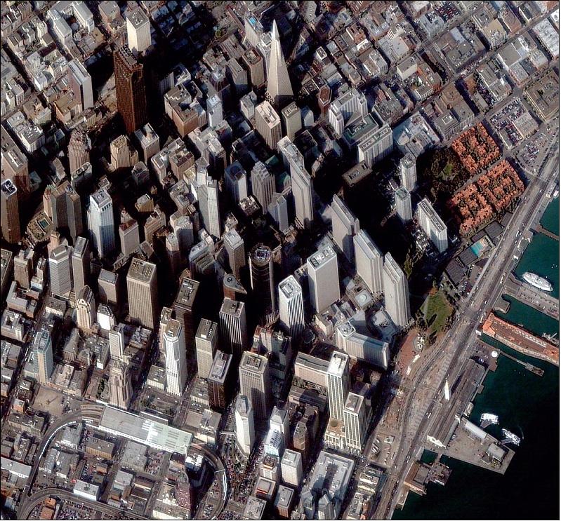 Figure 11: Image from the Ikonos-2 satellite showing downtown San Francisco, image number: WEB11835-2011, (image credit: GeoEye)