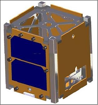 Figure 3: Engineering CAD model of ITUpSat with the integrated antenna opening mechanism at lower right (image credit: ITU)