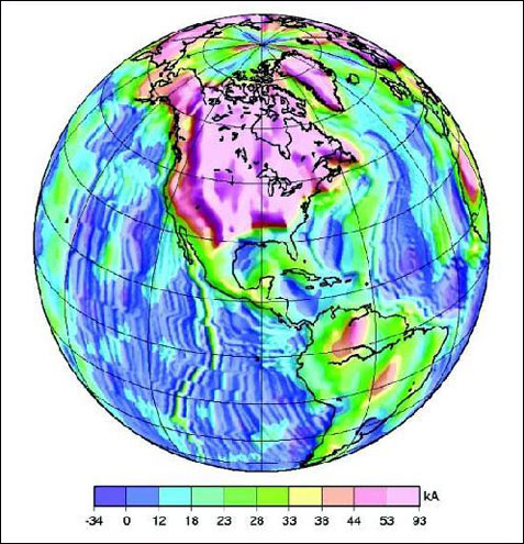 Figure 13: Illustration of the magnetization in the Earth's crust (image credit: NASA, DRSI) 33)