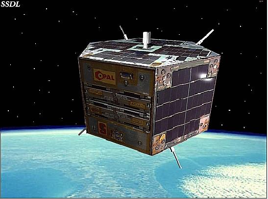 Figure 1: Artist's view of the OPAL microsatellite in space (image credit: SSDL)