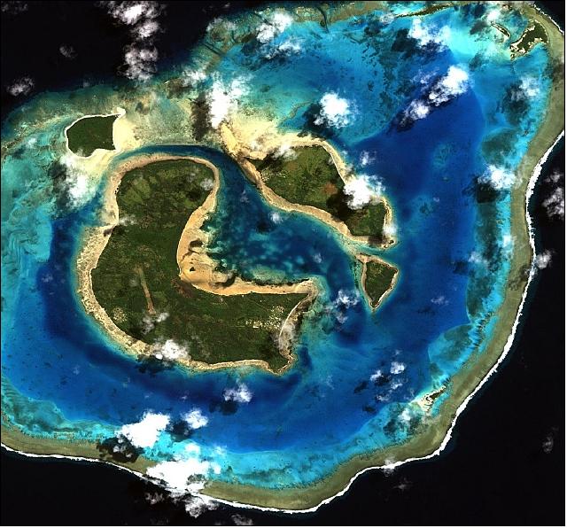 Figure 5: OrbView-3 MS image of the Fiji Islands observed on May 13, 2004 (image credit: ORBIMAGE)
