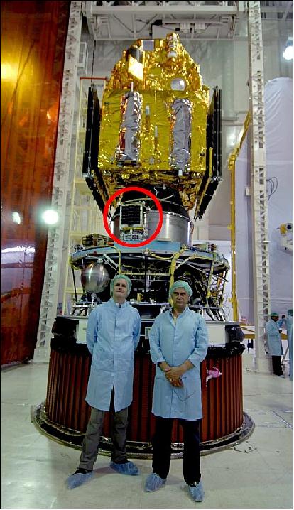 Figure 3: VesselSat-1 on the launcher with the primary payload Megha-Tropiques (image credit: LuxSpace)