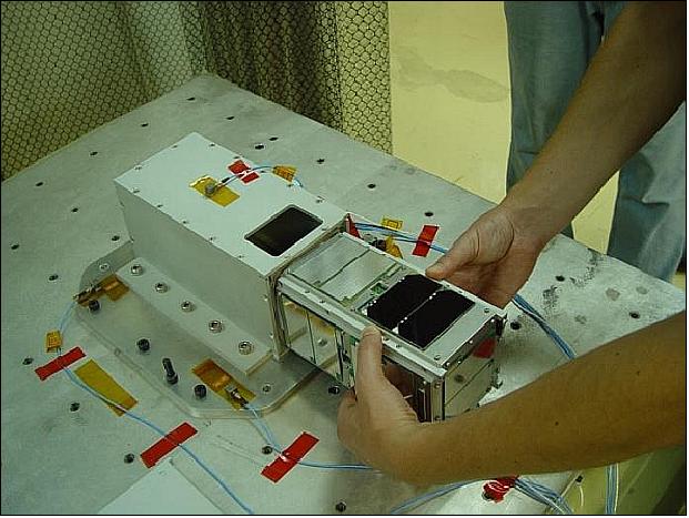 Figure 4: Preparations for vibration testing of the satellite model (image credit: NCKU)