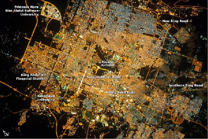 Figure 15: Nighttime image of Riyadh, the capital city of Saudi Arabia (image credit: NASA)