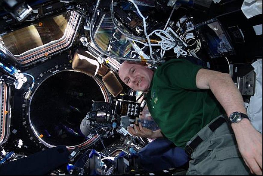 Figure 8: NightPod installed in the Cupola with astronaut André Kuipers (image credit: ESA, NASA)