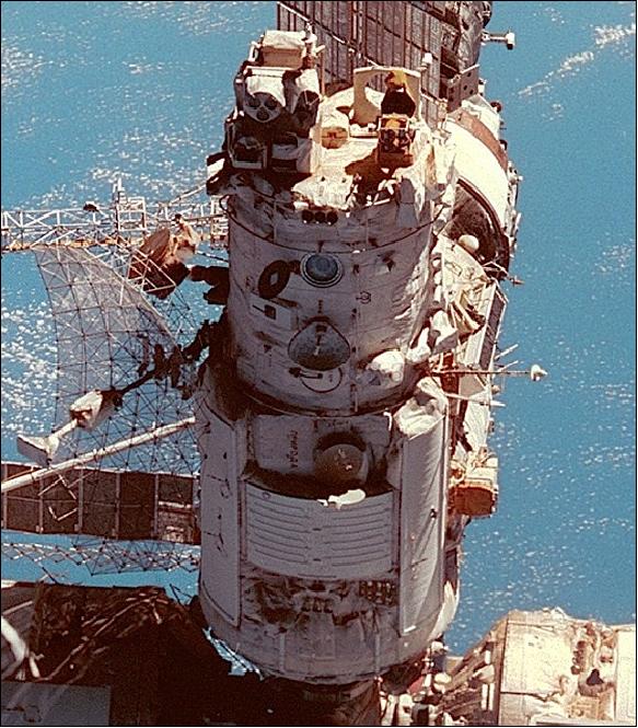 Figure 5: Photo of the Priroda module of the Russian Mir Station taken from the departing space shuttle flight STS-91 on June 8, 1998 (image credit: NASA)