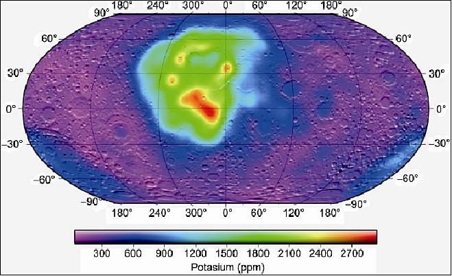 Figure 10: Potassium distribution map on the lunar surface (image credit: CAST)