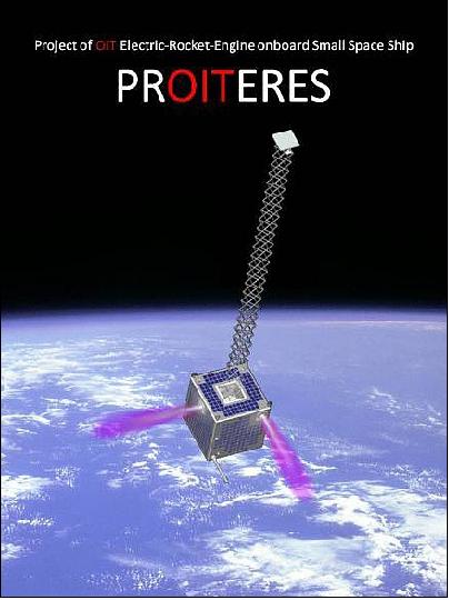 Figure 1: Artist's rendition of the powered flight of the PROITERES nanosatellite (image credit: OIT)