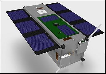 Figure 1: Artist's view of the deployed nanosatellite (image credit: SSTL, USSC) 7)