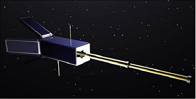 Figure 5: Artist's view of the deployed QuakeSat nanosatellite (image credit: SSDL)