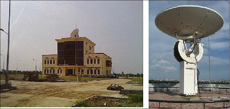 Figure 19: Photos of the Vietnam's NRSC ground station (left) and its antenna (right), image credit: STI-VAST