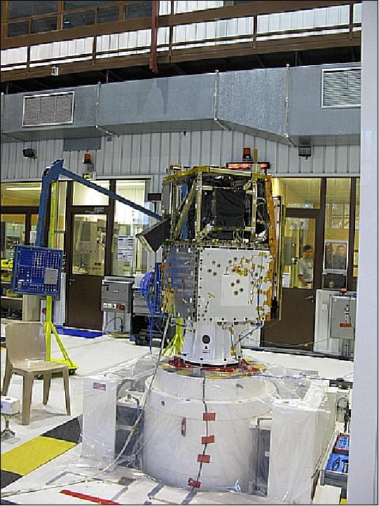 Figure 5: Photo of VNREDSat-1 during AIT (Assembly, Integration and Test) of the spacecraft (image credit: Astrium, STI-VAST)