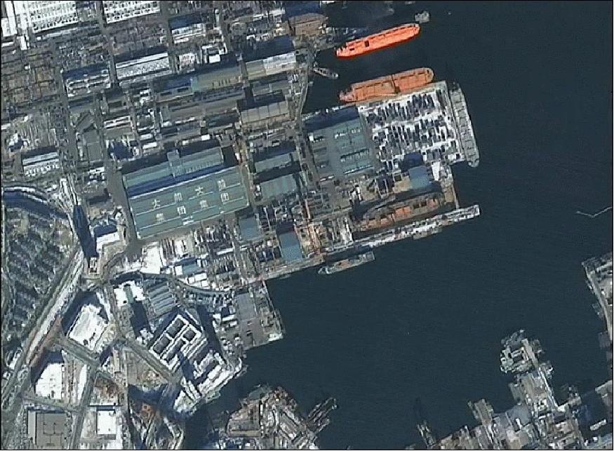 Figure 2: High resolution image of a Chinese port observed on March 20, 2012 (image credit: CNSA, CRESDA)