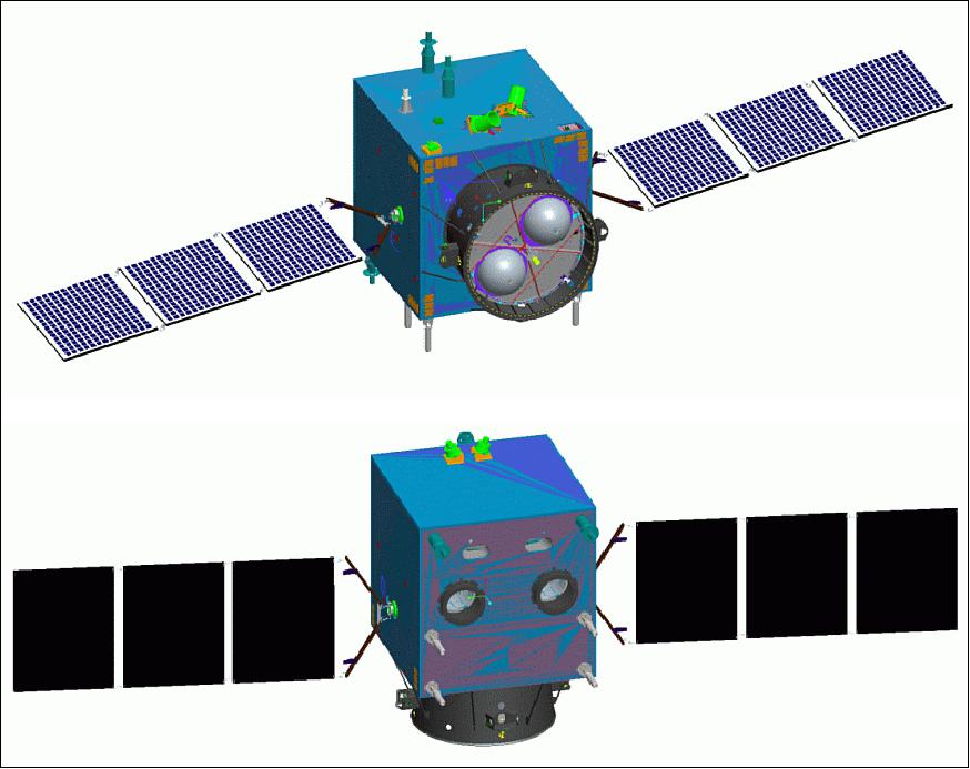 Figure 4: Two views of the deployed VRSS-1 spacecraft (image credit: ABAE, CAST)