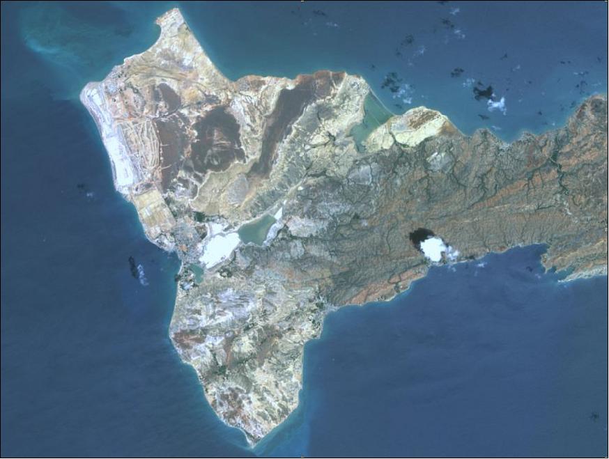 Figure 10: This image was taken with the WMC (Wide-swath Multispectral Camera) on Sept. 1, 2014; it shows the Araya Peninsula of Venezuela (image credit: ABAE)