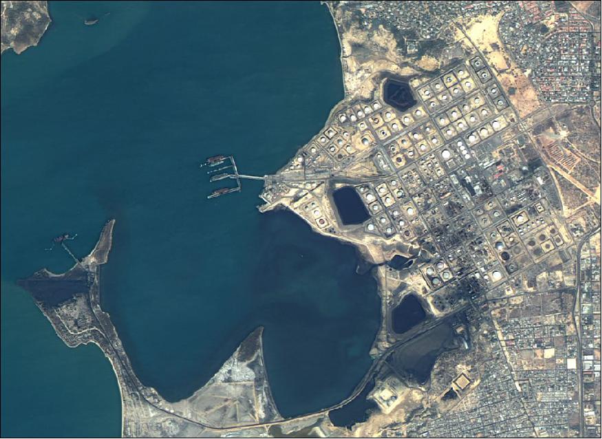 Figure 8: Miranda image of the Paraguana Refinery Complex,located in the Paraguana Peninsula, Falcón State, Venezuela; the Paraguana Refinery Complex is one of the largest oil refineries in the world (image credit: ABAE)