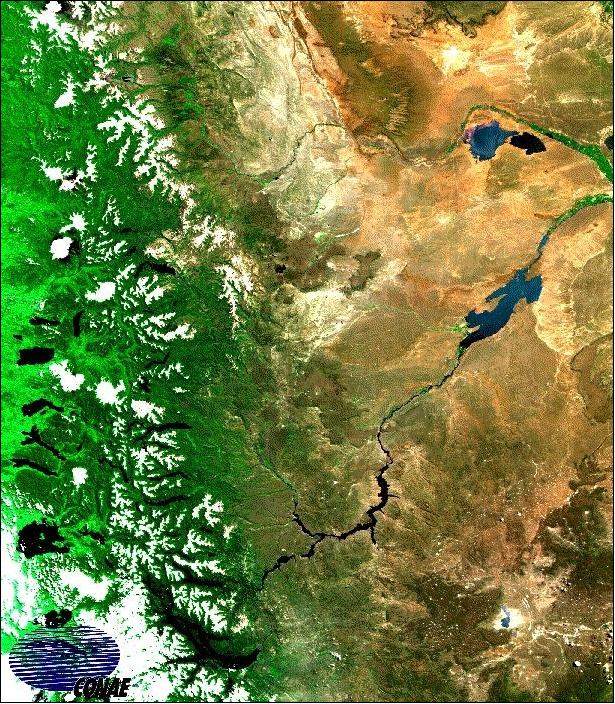 Figure 6: MMRS image of Patagonia taken in Nov. 2000, 11 days after launch (image credit: CONAE)