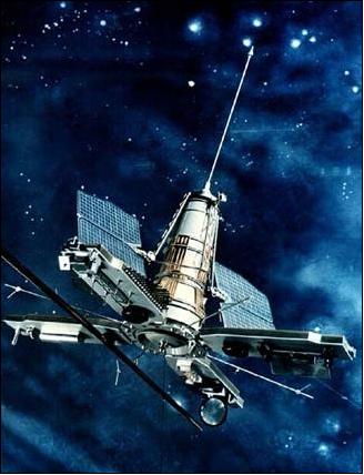 Figure 2: Artist's view of the Sich-1M spacecraft (image credit: NSAU, Yuzhnoye)